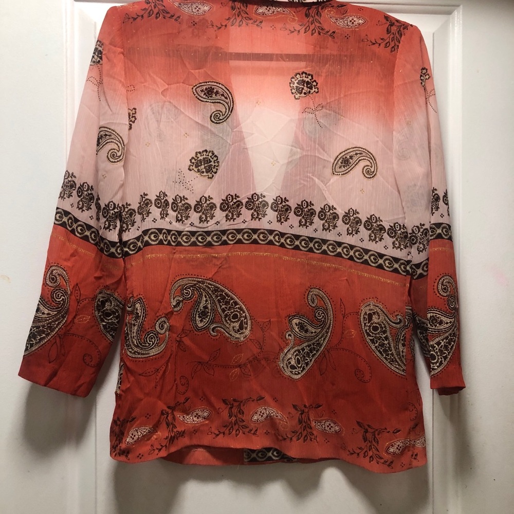 Wall St  Rust and Cream Paisley Open-Front Jacket Size L - Picture 4 of 5